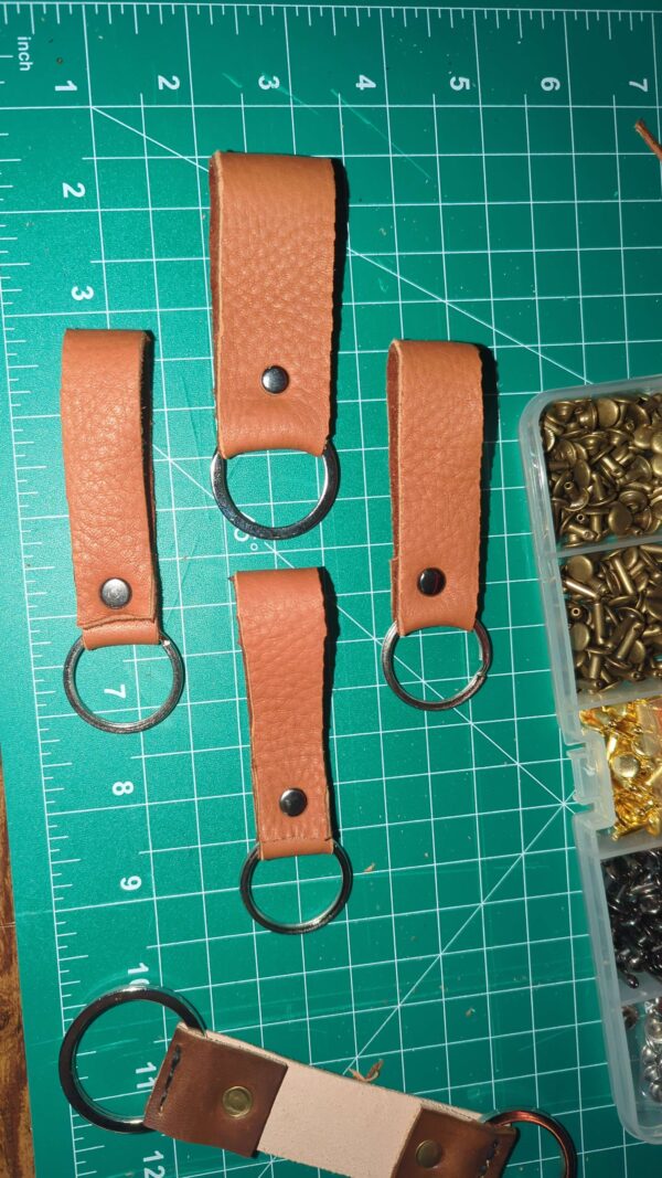 Tan colored keychain.